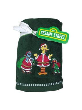 Sesame Street Holiday Hand Towels Set Of 2 Big Bird Cookie Monster Elmo 18"x28"